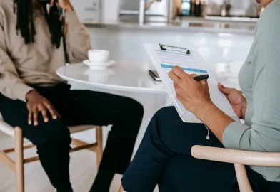 person being interviewed by a human resource manager