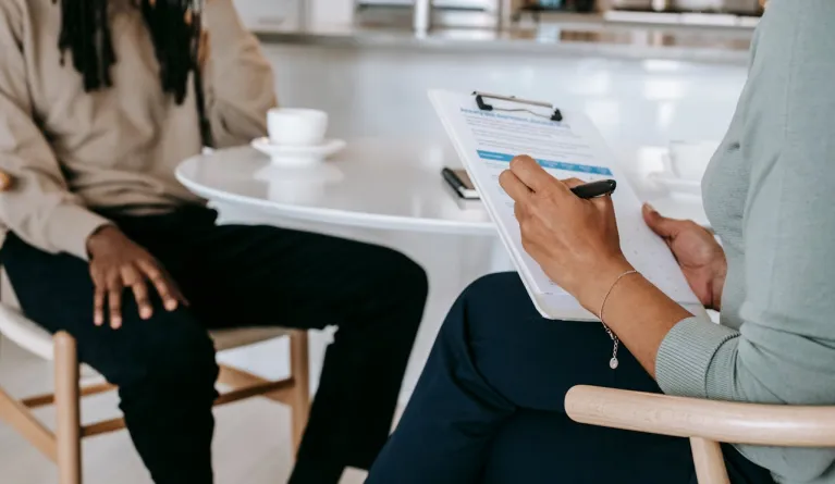 person being interviewed by a human resource manager